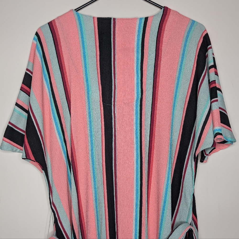 Lane Bryant Women's Pastel Multicolor Button-Front Belted Midi Dress Size 14/16 - Picture 14 of 16